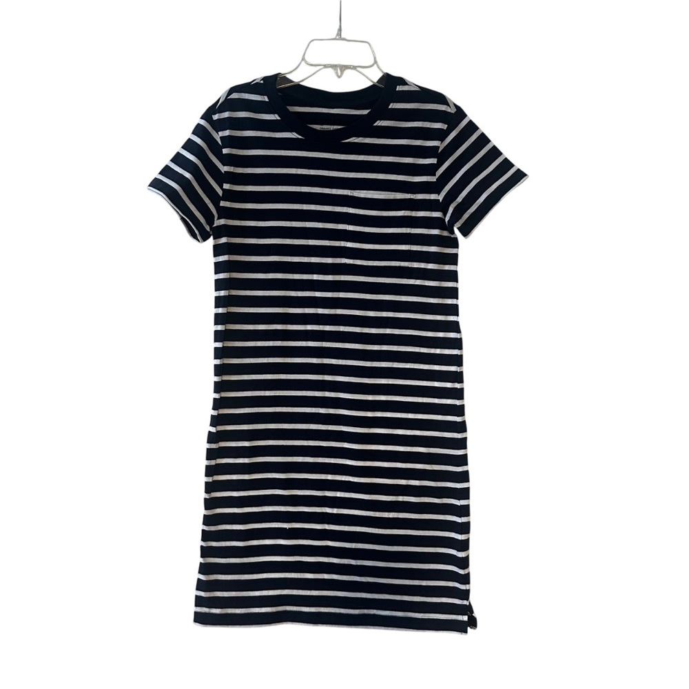 PACT pocket tee stripe dress XXS Navy and White organic cotton